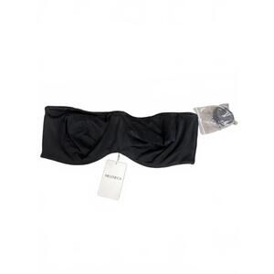 Meleneca Black Strapless Bust Minimizer Unlined Bandeau w/ Underwire (38D)